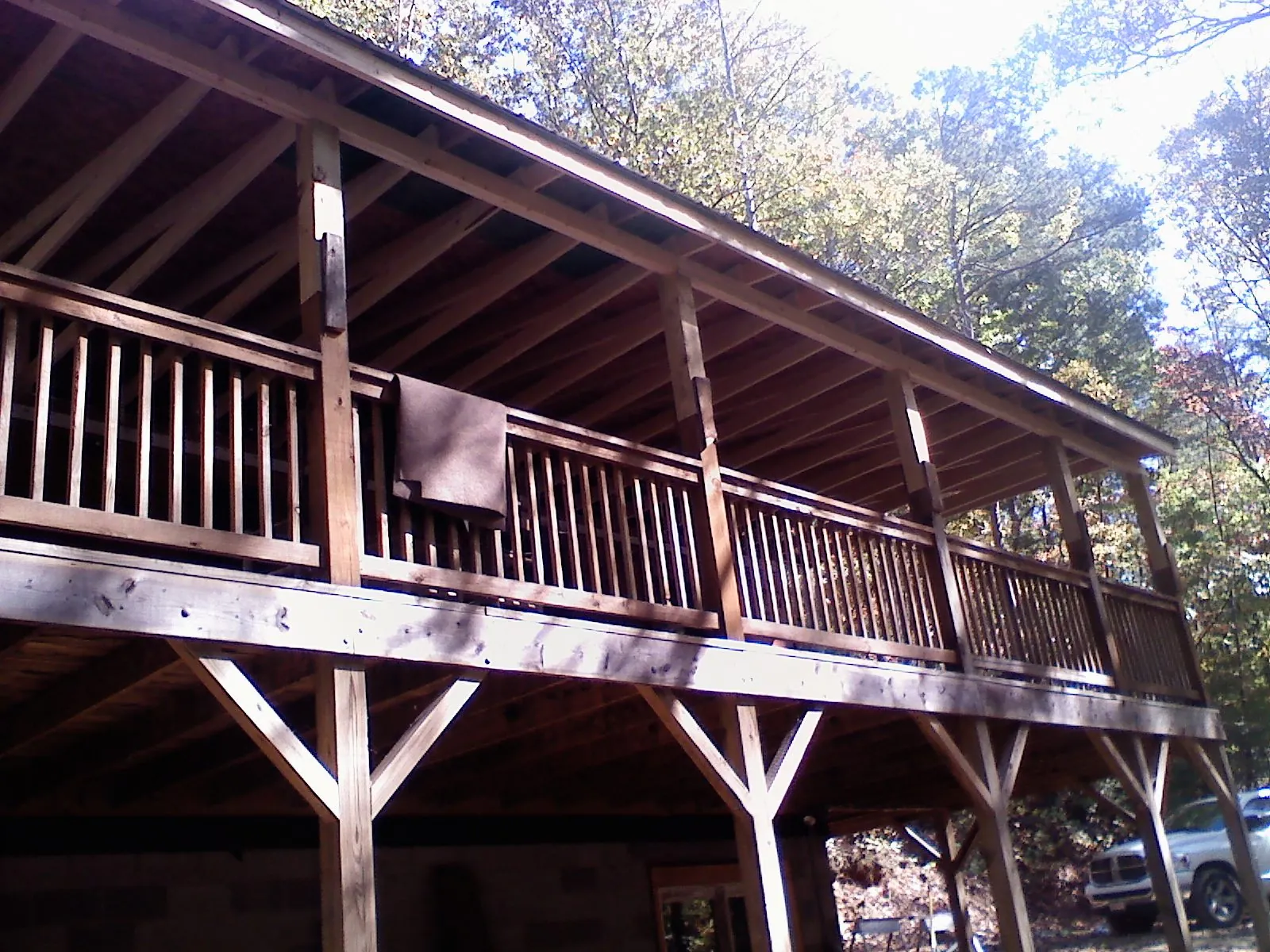 Timber framing under a new elevated porch and deck — Roof Leak Repair in Beaver Dam by Roofing Brothers