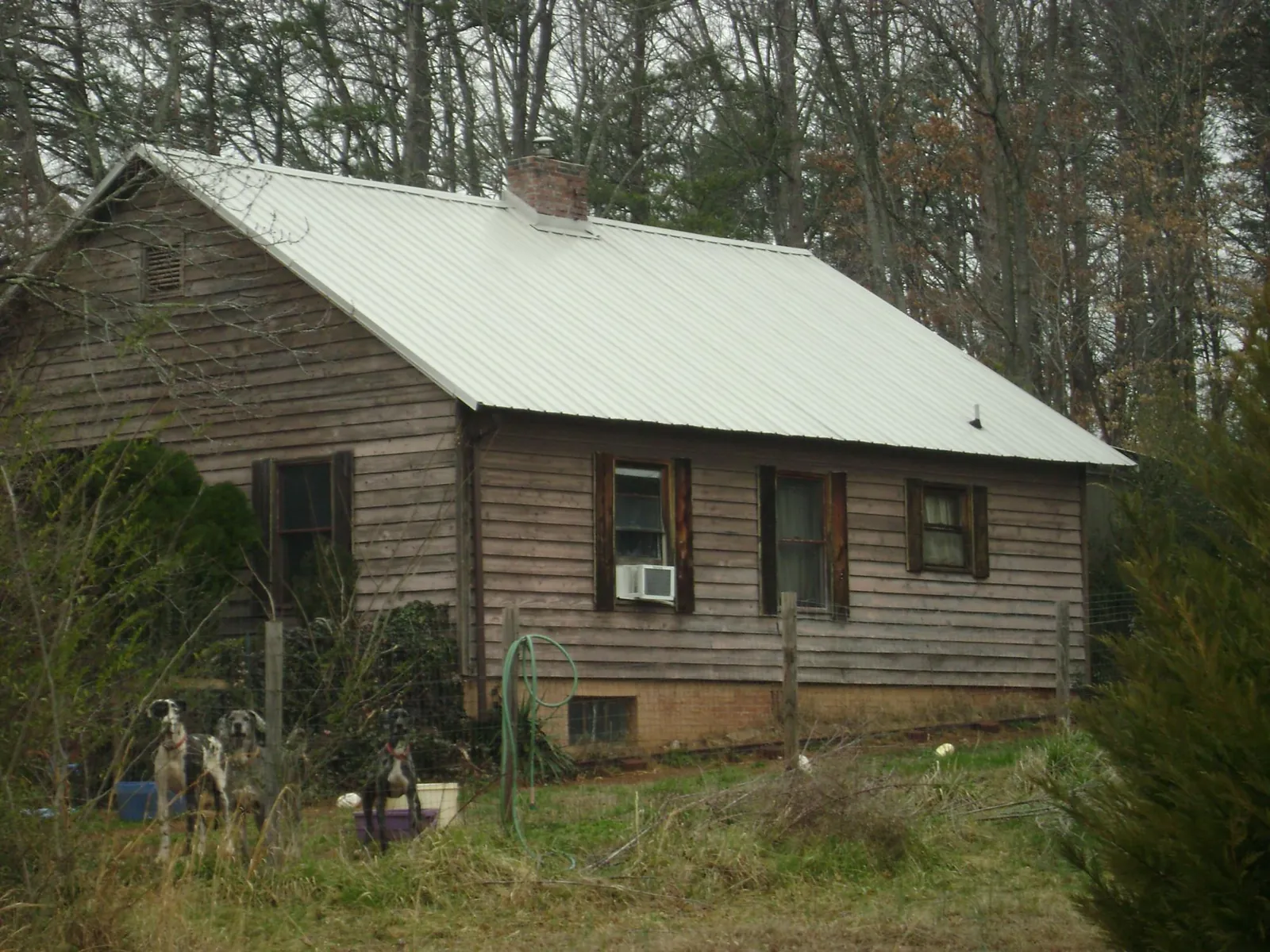 White metal roof on an old wood sided farmhouse, from a Asphalt Shingle Roof Repair job in Beaver Dam